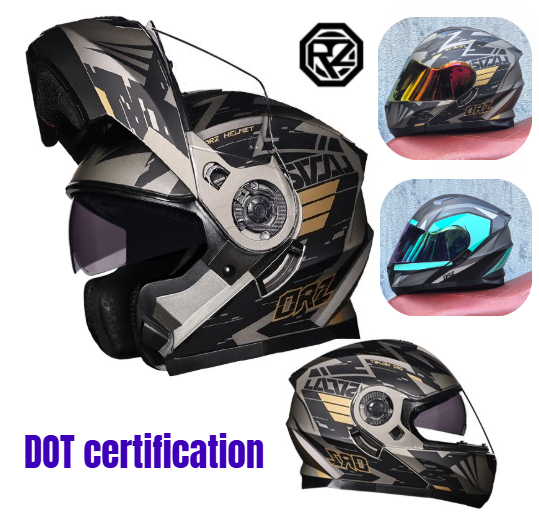 Modular Flip Up Motorcycle Helmet Dot Approved - Orz анфас двойной козырек мотоциклетный шлем